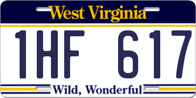 WV license plate 1HF617