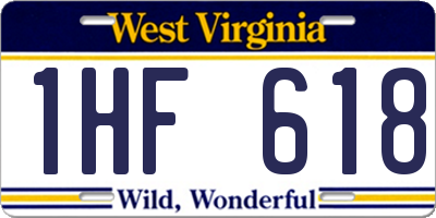 WV license plate 1HF618