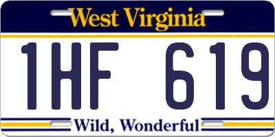 WV license plate 1HF619