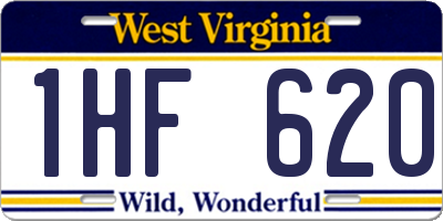 WV license plate 1HF620