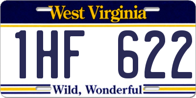 WV license plate 1HF622