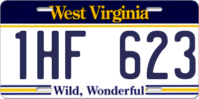 WV license plate 1HF623