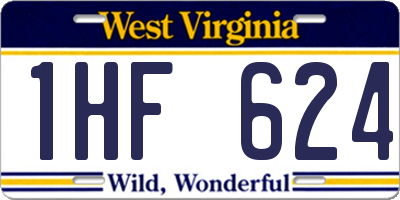 WV license plate 1HF624