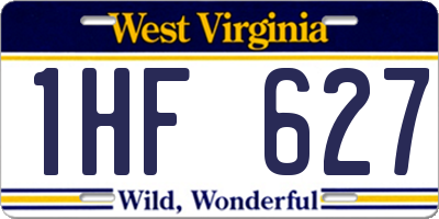WV license plate 1HF627