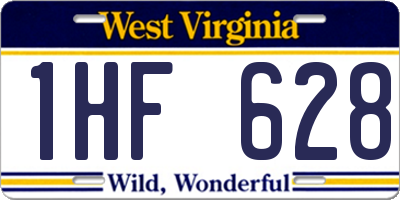 WV license plate 1HF628