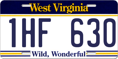 WV license plate 1HF630