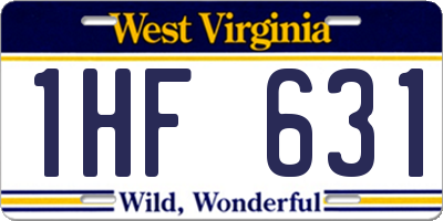 WV license plate 1HF631