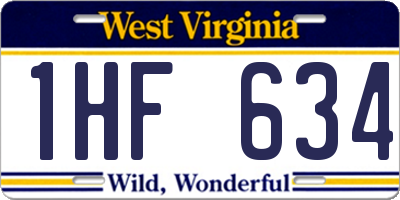 WV license plate 1HF634