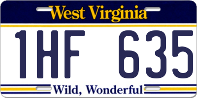 WV license plate 1HF635