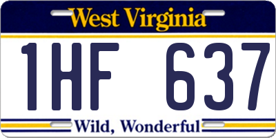 WV license plate 1HF637