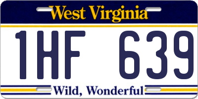 WV license plate 1HF639