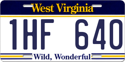 WV license plate 1HF640