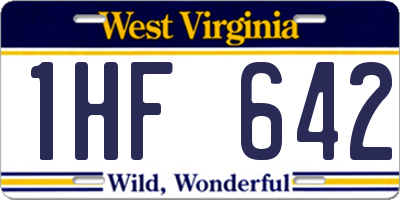 WV license plate 1HF642