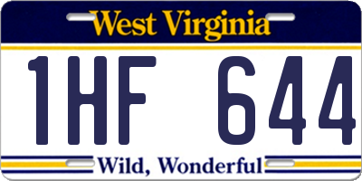 WV license plate 1HF644