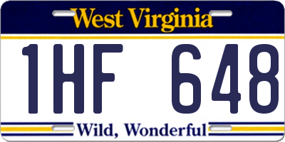 WV license plate 1HF648