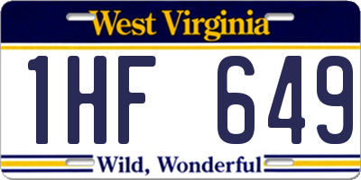 WV license plate 1HF649