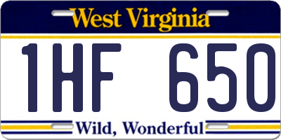 WV license plate 1HF650