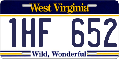 WV license plate 1HF652