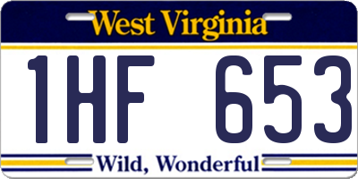 WV license plate 1HF653