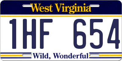 WV license plate 1HF654