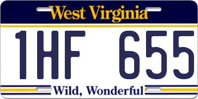 WV license plate 1HF655
