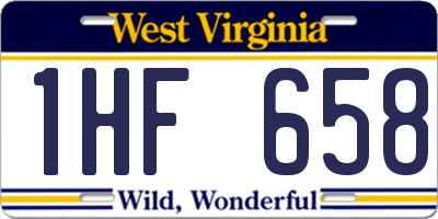 WV license plate 1HF658