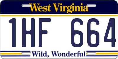 WV license plate 1HF664