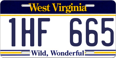 WV license plate 1HF665