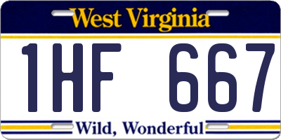 WV license plate 1HF667