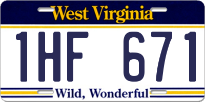 WV license plate 1HF671