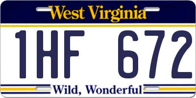 WV license plate 1HF672