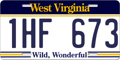 WV license plate 1HF673