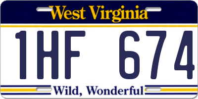 WV license plate 1HF674