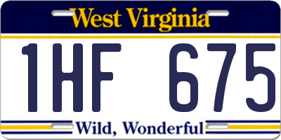 WV license plate 1HF675