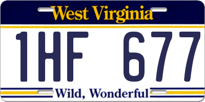WV license plate 1HF677