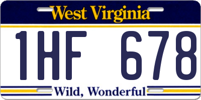 WV license plate 1HF678