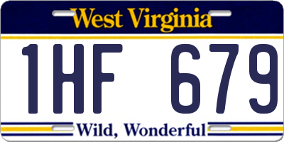 WV license plate 1HF679