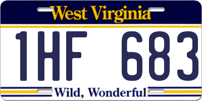WV license plate 1HF683