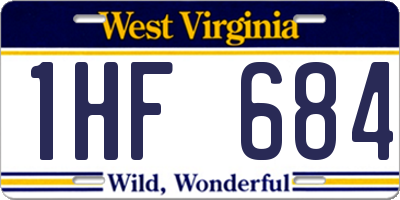 WV license plate 1HF684