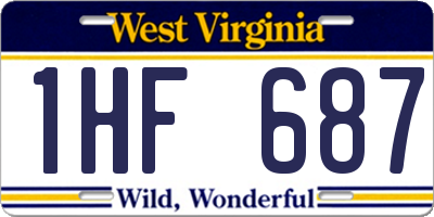 WV license plate 1HF687