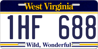 WV license plate 1HF688