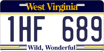 WV license plate 1HF689