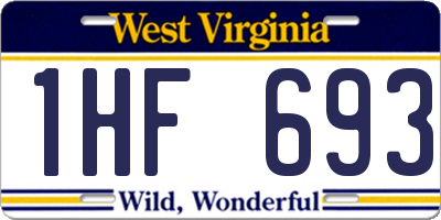 WV license plate 1HF693