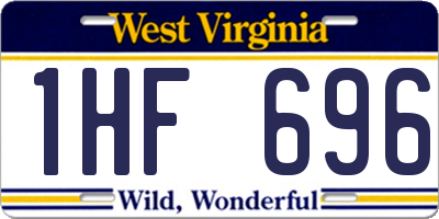 WV license plate 1HF696