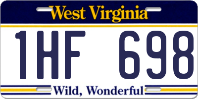 WV license plate 1HF698