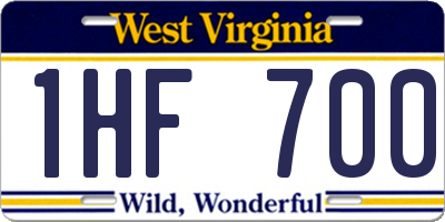 WV license plate 1HF700