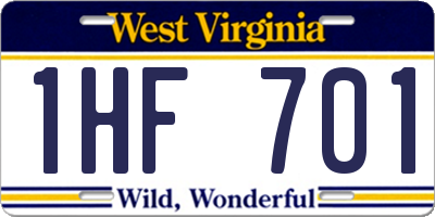 WV license plate 1HF701