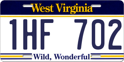 WV license plate 1HF702