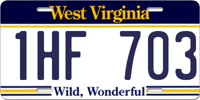 WV license plate 1HF703