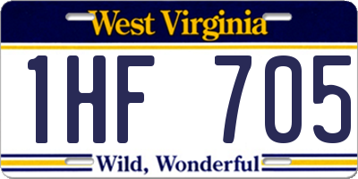 WV license plate 1HF705